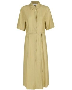 Tela Buttoned Belt-Detail Midi Dress - Metallic