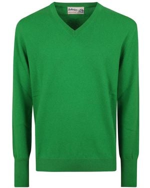 Ballantyne V-Neck Cashmere Sweater - Green