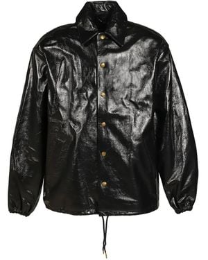 Willy Chavarria Coach Leather Jacket - Black
