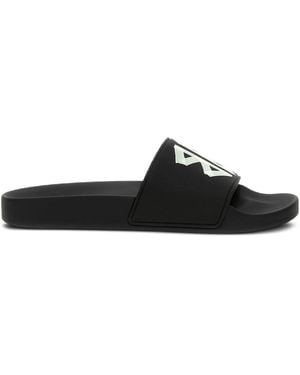 Balenciaga Tape-Logo Slides - Black