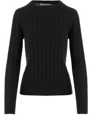 Allude Ribbed Fine-Knit Sweater - Black