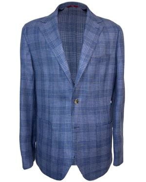 Luciano Barbera Plaid-Pattern Notch-Lapel Blazer - Blue