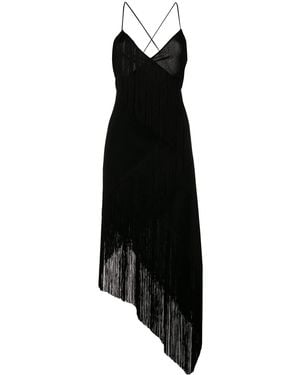 Givenchy Cascading Fringe Slip Dress - Black