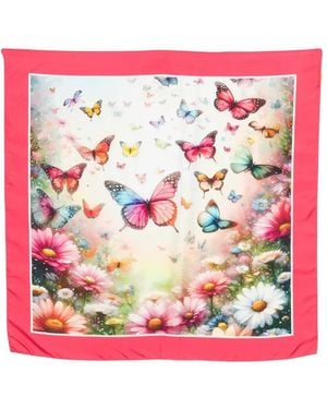 D'Aniello Butterfly-Print Scarf - Pink