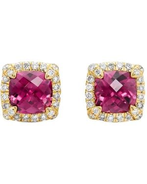 David Yurman 18Kt Petite Chatelaine Tourmaline And Diamond Stud Earrings (5Mm) - Pink