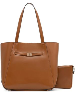 Marc O' Polo Tessa Logo-Patch Leather Tote Bag - Brown