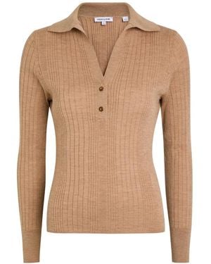 Veronica Beard Polo de canalé con botones - Neutro