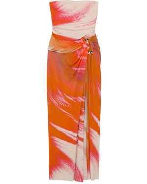 Jonathan Simkhai Marble-Print Strapless Top - Orange