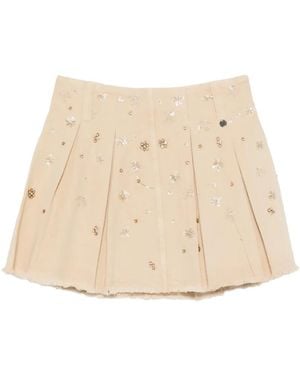 Liu Jo Mini Skirt With Bejewelled Embellishment - Natural