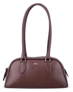 A.P.C. Paloma Small Logo-Print Leather Tote Bag - Purple