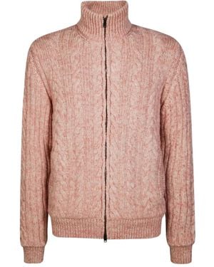 Herno Cable-Knit Zip-Fastening Cardigan - Pink
