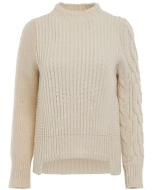 Sacai Cable-Knit Ribbed Sweater - White