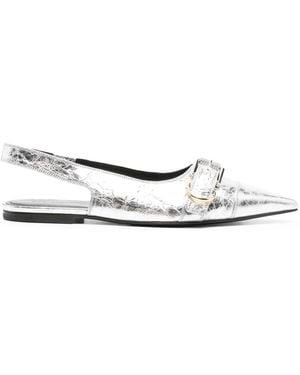 Givenchy Voyou Silver Slingback Flats - Metallic