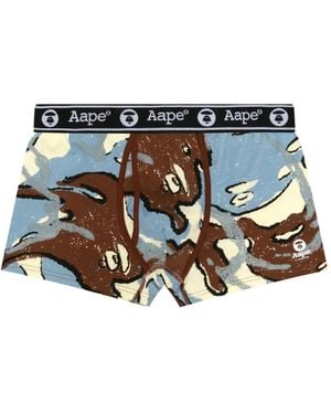 A Bathing Ape Elasticated Abstract-Print Boxer - White