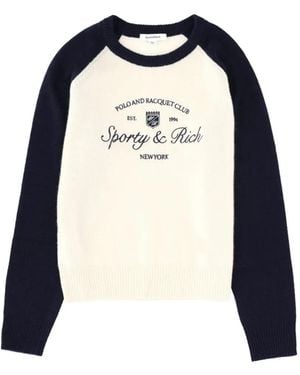 Sporty & Rich Pull À Logo Imprimé Et Manches Raglan - Blue