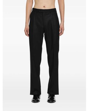 SALON C. LUNDMAN Double-Pleat Flannel Trousers - Black
