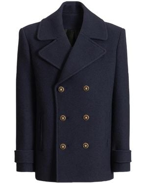 Balmain Wool Pea Coat - Blue