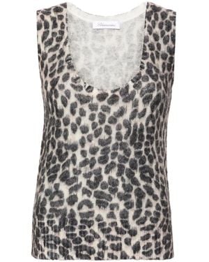 Blumarine Leopard-Print Tank Top - Grey
