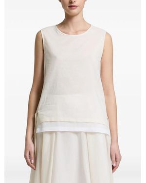 Peserico Drawstring-Side Layered-Hem Top - White