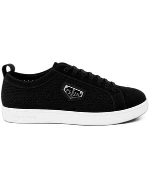 Philipp Plein Perforated Suede Low-Top Sneakers - Black