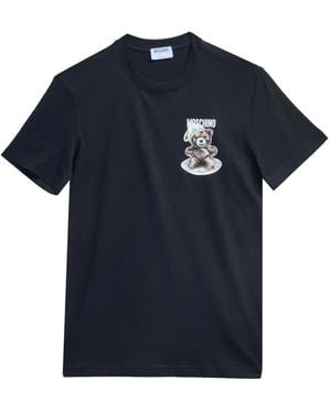 Moschino Teddy-Bear Logo-Print T-Shirt - Blue
