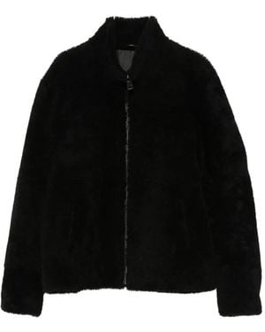 Eraldo High-Neck Shearling Jacket - Black