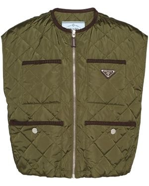 Prada Re-nylon キルティング ベスト - グリーン