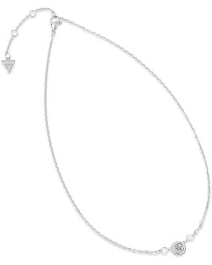 Guess Collar Tiny Pearly Con Placa Del Logo Y Perla Artificial - Blanco