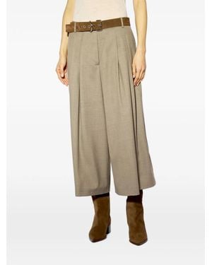 Liviana Conti Pantalon Plissé À Taille Ceinturée - Natural