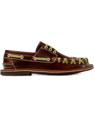 CAMPERLAB Eki レザー レースアップ デッキシューズ - ブラウン