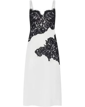 L'Agence Robe Mi-Longue Fenna En Soie À Appliqués En Dentelle - White