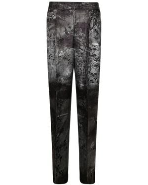 Pierre Louis Mascia Floral-Print Silk-Jacquard Trousers - Grey