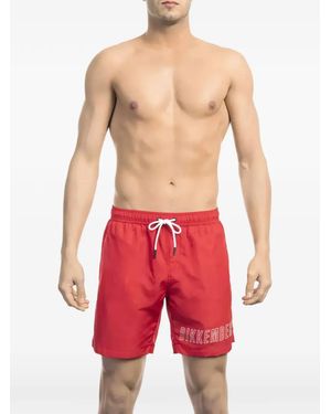 Bikkembergs Short De Bain À Lien De Resserrage Et Logo Imprimé - Red