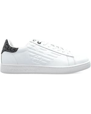 EA7 Embossed-Logo Leather Trainers - White