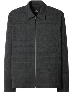 Paul Smith Textured-Cotton Check Zip Overshirt - Black