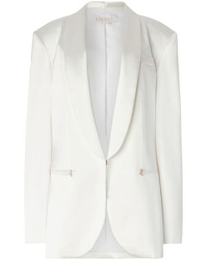 Genny Satin-Trim Blazer - White