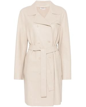 P.A.R.O.S.H. Leather Trench Coat - Natural