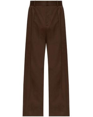 Loewe Cotton Wide-Leg Pants - Brown