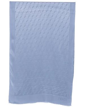 Fendi Bufanda De Seda Con Motivo Ff - Azul