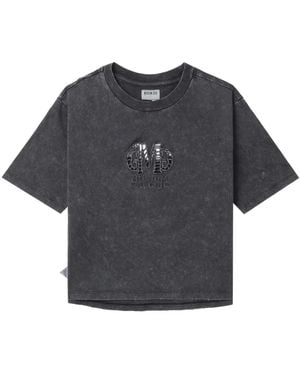 Musium Div. Cut-Out Cotton Cropped T-Shirt - Blue
