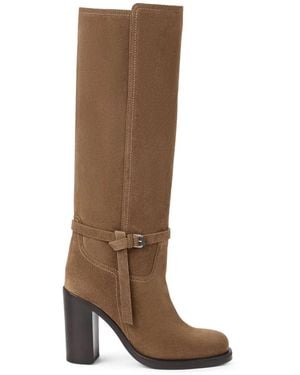 Brunello Cucinelli Wildlederstiefel Mit Schnallenriemen 100Mm - Braun