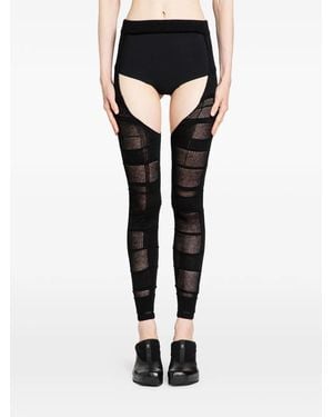 Halo Checked Footless Tights - Black