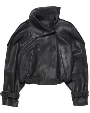 Acne Studios Double-Breasted Buckled-Cuffs Leather Jacket - Black