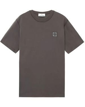 Stone Island T-Shirt mit Logo-Patch - Grau