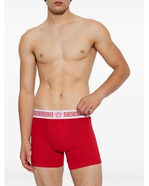 Versace Cotton-Jersey Long Trunks - Red