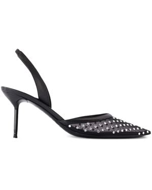 Paris Texas Crystal-Embellished Slingback Pumps - White
