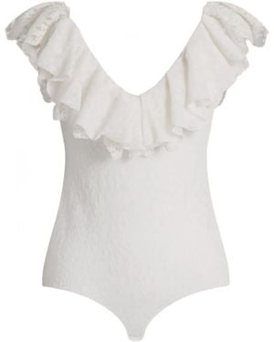 Alberta Ferretti Body Con Cuello En V - Blanco