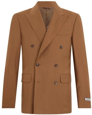 Canali Double-Breasted Peak-Lapel Blazer - Brown