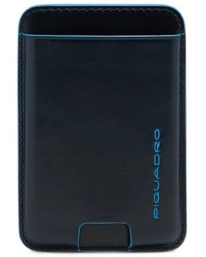 Piquadro Logo-Print Leather Cardholder - Blue