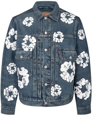 DENIM TEARS X Levi's Wreath-Print Denim Jacket - Blue